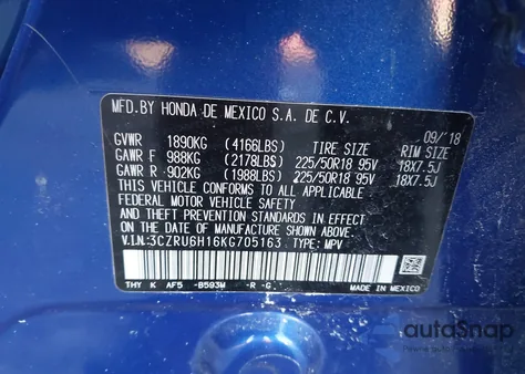 2019 Honda Hr-V Sport z USA, uszkodzony, nr VIN 3CZRU6H16KG705163